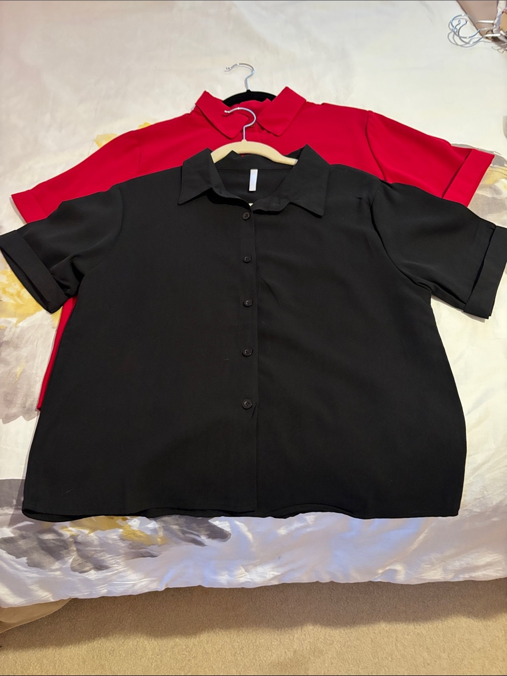 Never used 2 blouses . Black & Red Button Front Collared Shirt.